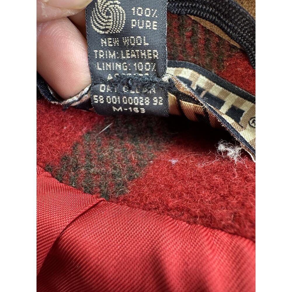 vtg‎ Forenza  Women's  4 Red plaid Wool Coat  80s/90s Wood Buttons Suede Collar - Picture 15 of 16